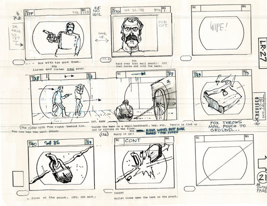 The Lone Ranger 1981 Production Animation Storyboard Page from Filmation B-029