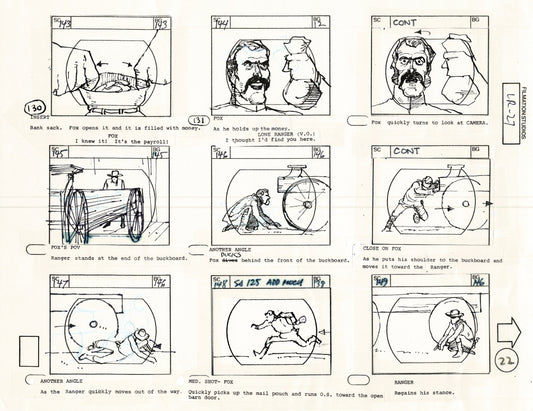 The Lone Ranger 1981 Production Animation Storyboard Page from Filmation B-031