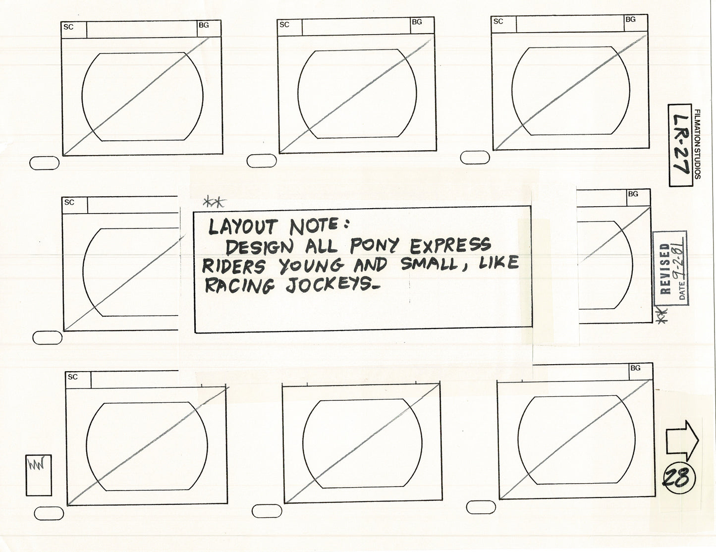 The Lone Ranger 1981 Production Animation Storyboard Page from Filmation B-037