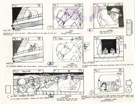 Zorro Storyboard Art Cartoon Page Vintage Animated Filmation 1981 A-002