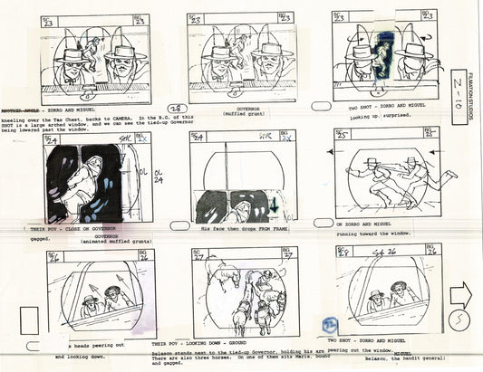 Zorro Storyboard Art Cartoon Page Vintage Animated Filmation 1981 A-005