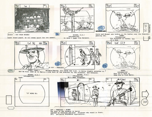 Zorro Storyboard Art Cartoon Page Vintage Animated Filmation 1981 A-023