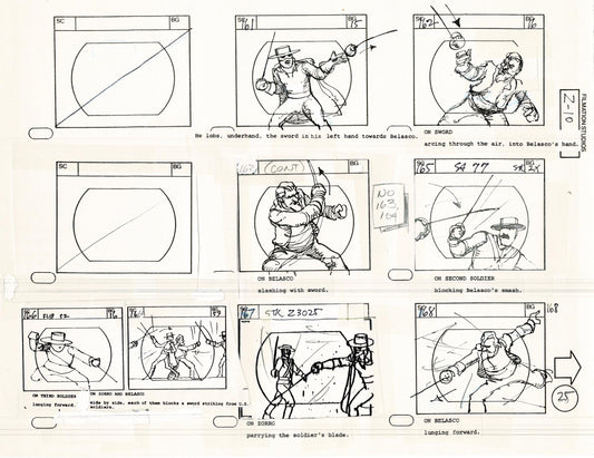 Zorro Storyboard Art Cartoon Page Vintage Animated Filmation 1981 A-028