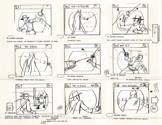 Zorro Storyboard Art Cartoon Page Vintage Animated Filmation 1981 A-029
