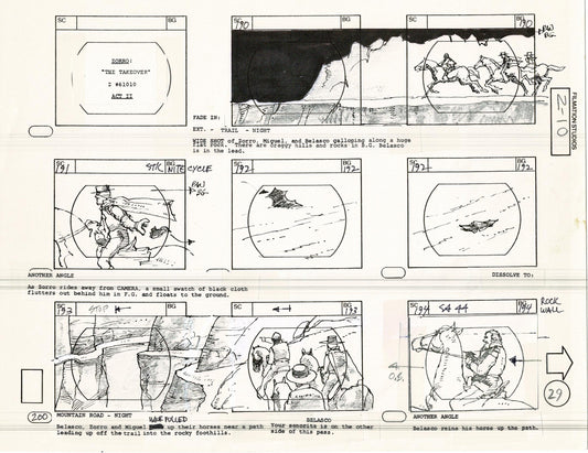 Zorro Storyboard Art Cartoon Page Vintage Animated Filmation 1981 A-032