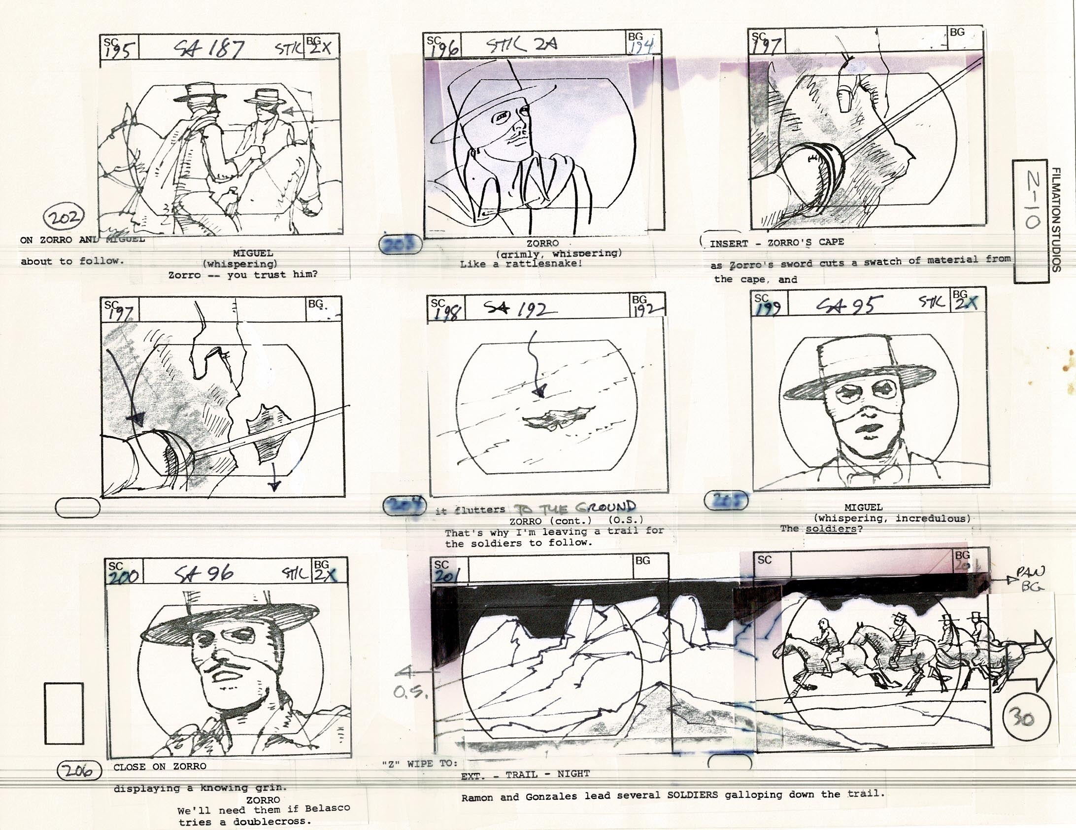 Zorro Storyboard Art Cartoon Page Vintage Animated Filmation 1981 A-03 ...