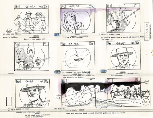 Zorro Storyboard Art Cartoon Page Vintage Animated Filmation 1981 A-033