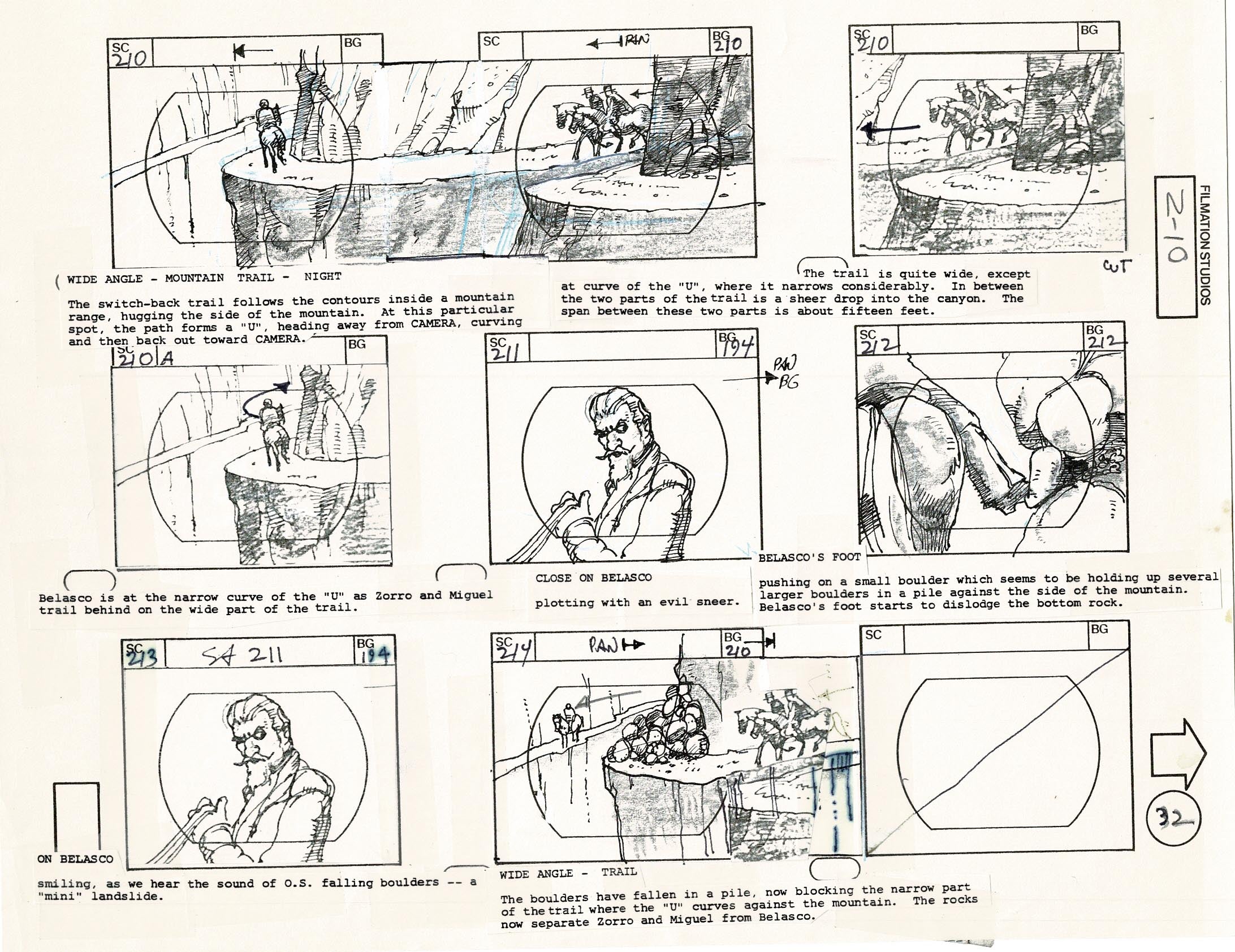 Zorro Storyboard Art Cartoon Page Vintage Animated Filmation 1981 A-03 ...