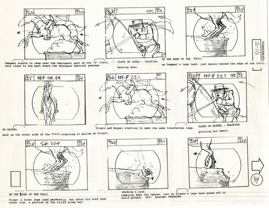 Zorro Storyboard Art Cartoon Page Vintage Animated Filmation 1981 A-037