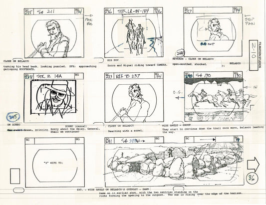 Zorro Storyboard Art Cartoon Page Vintage Animated Filmation 1981 A-039