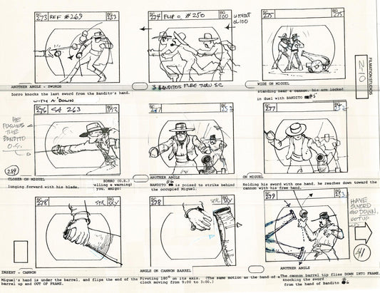 Zorro Storyboard Art Cartoon Page Vintage Animated Filmation 1981 A-044