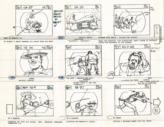 Zorro Storyboard Art Cartoon Page Vintage Animated Filmation 1981 A-045