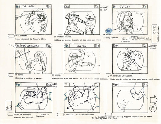 Zorro Storyboard Art Cartoon Page Vintage Animated Filmation 1981 A-046