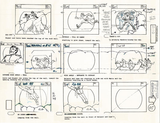 Zorro Storyboard Art Cartoon Page Vintage Animated Filmation 1981 A-048
