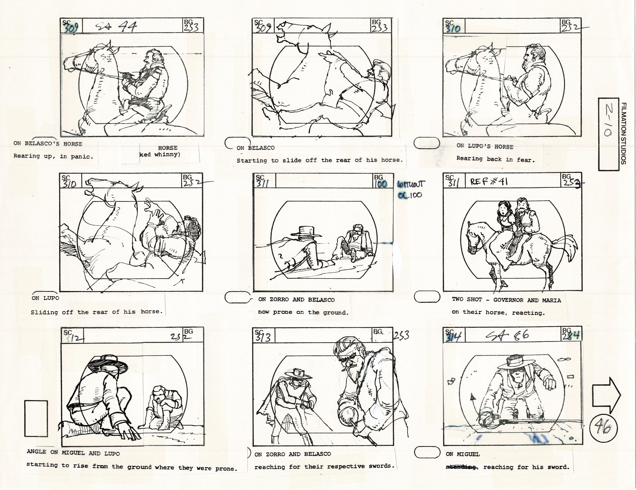 Zorro Storyboard Art Cartoon Page Vintage Animated Filmation 1981 A-04 ...