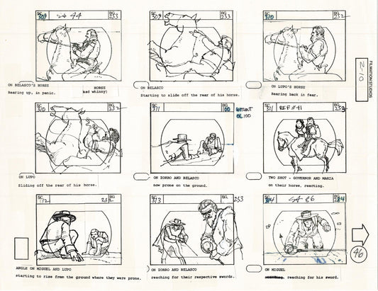 Zorro Storyboard Art Cartoon Page Vintage Animated Filmation 1981 A-049