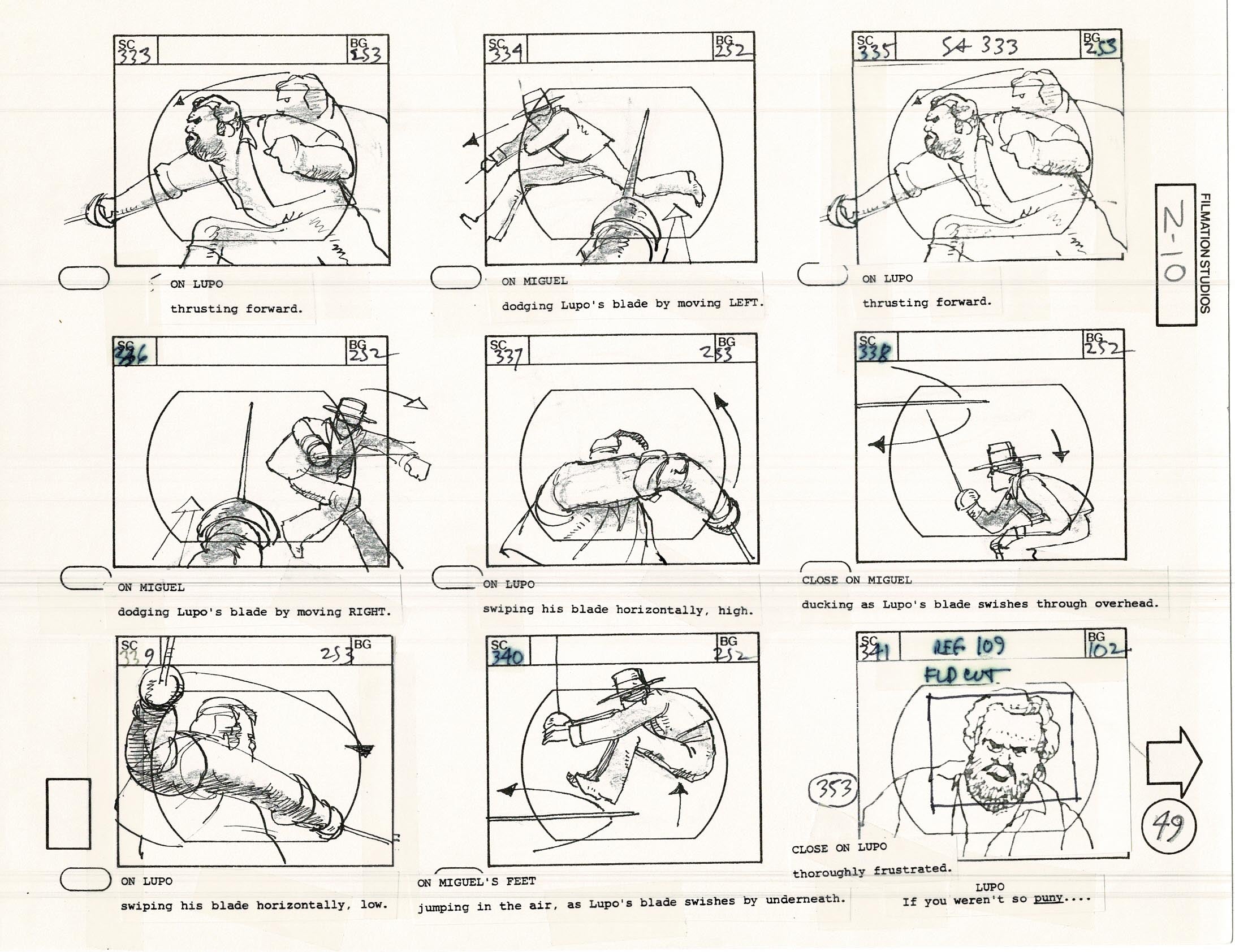 Zorro Storyboard Art Cartoon Page Vintage Animated Filmation 1981 A-05 ...