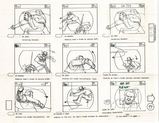 Zorro Storyboard Art Cartoon Page Vintage Animated Filmation 1981 A-052