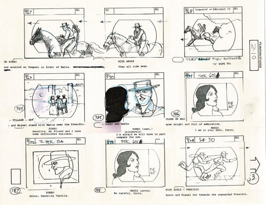 Zorro Storyboard Art Cartoon Page Vintage Animated Filmation 1981 A-056