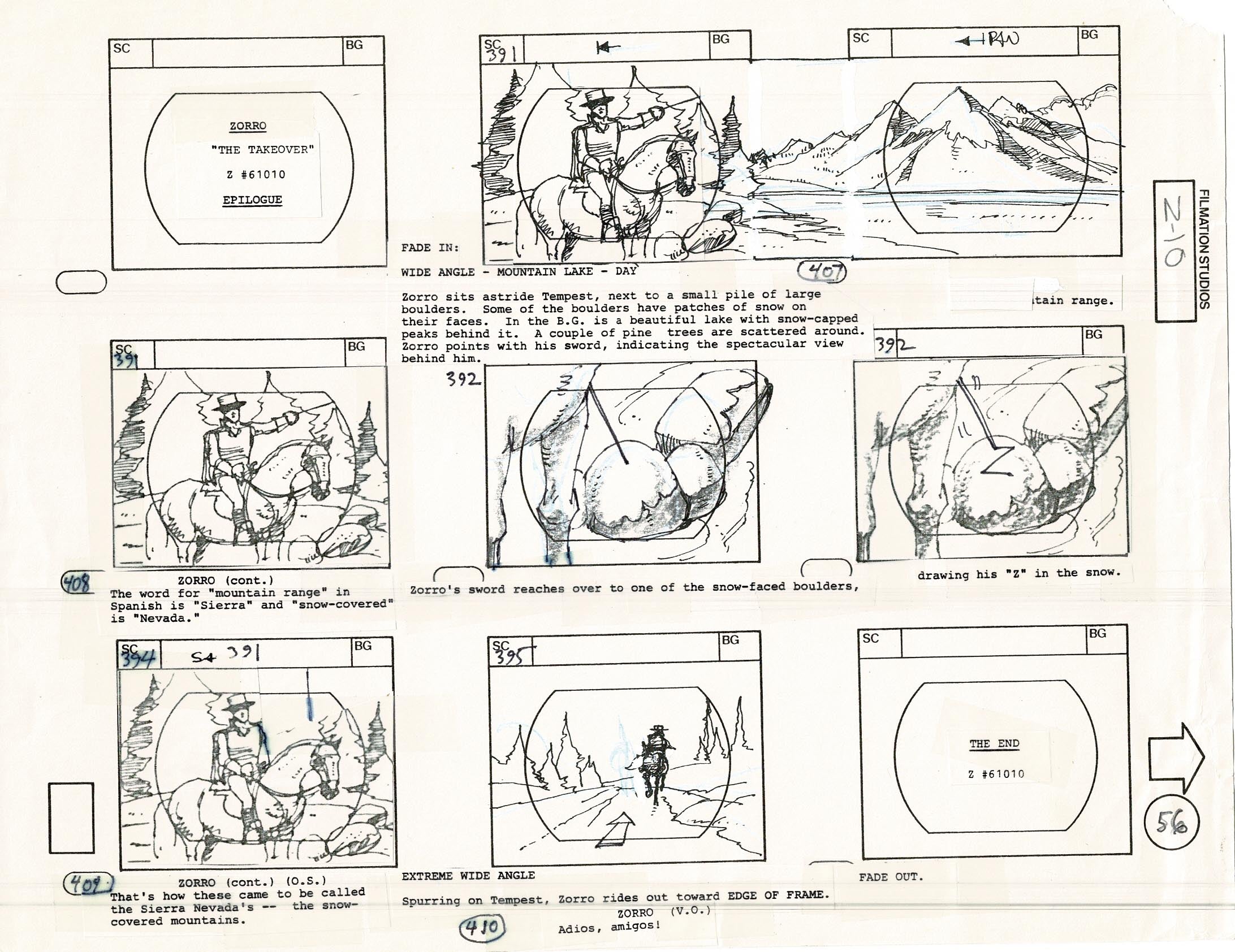 Zorro Storyboard Art Cartoon Page Vintage Animated Filmation 1981 A-05 ...