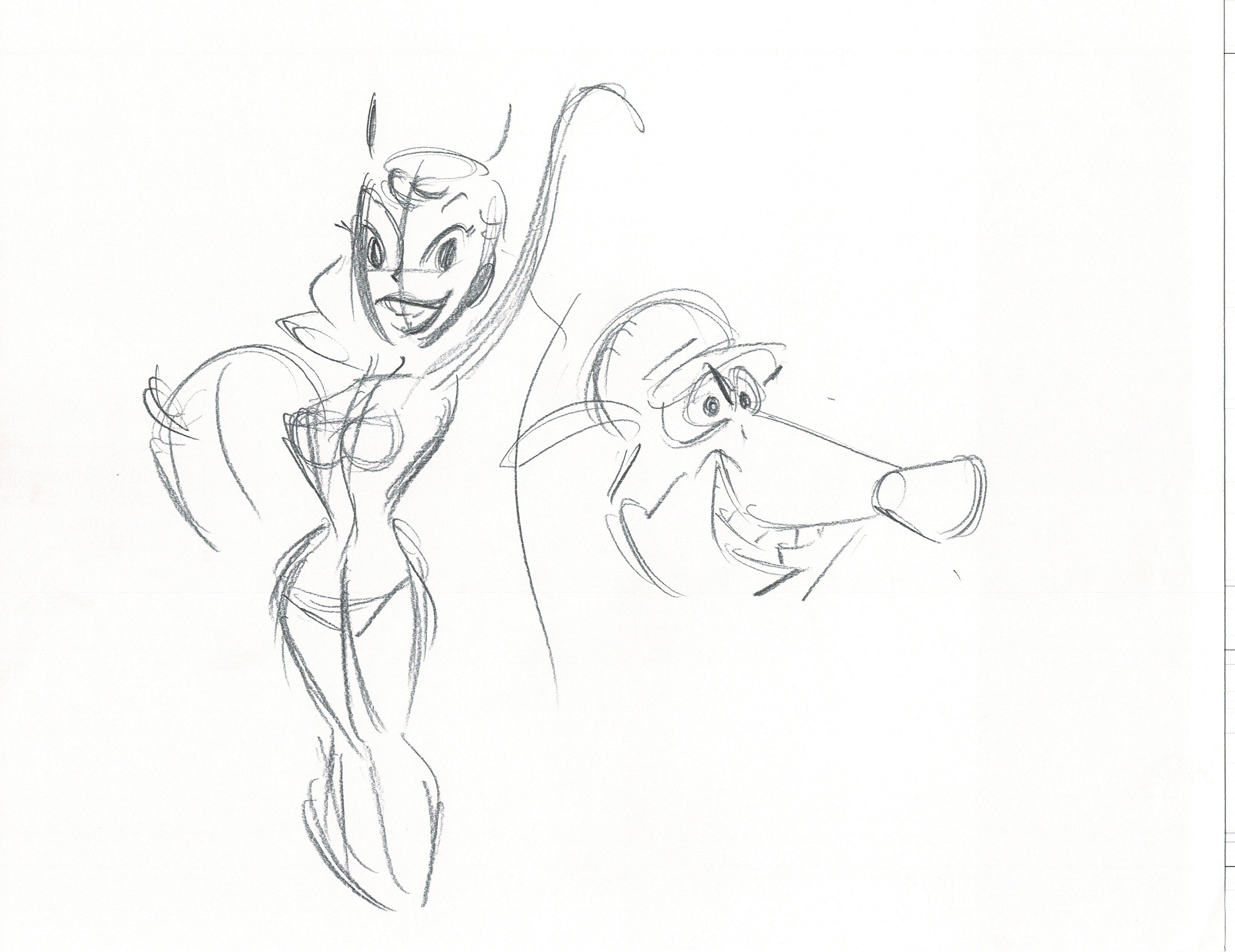 Len Smith 62-page lot Cartoon Production Character Drawings for
