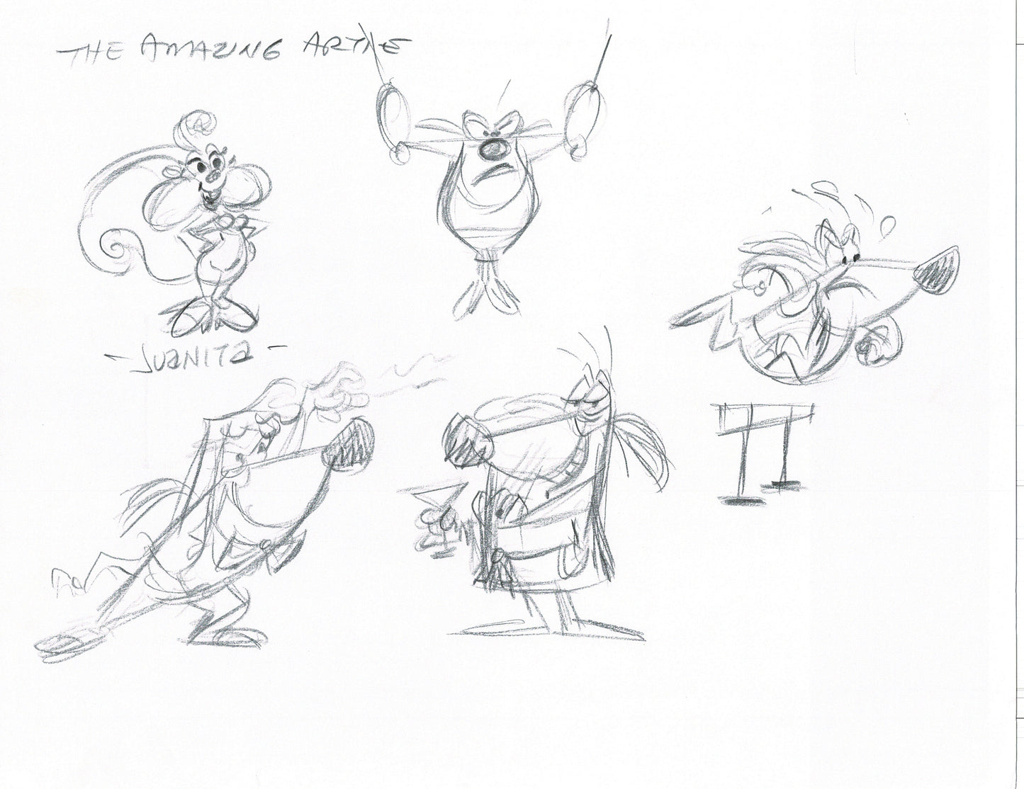 Len Smith 62-page lot Cartoon Production Character Drawings for Proposed Show