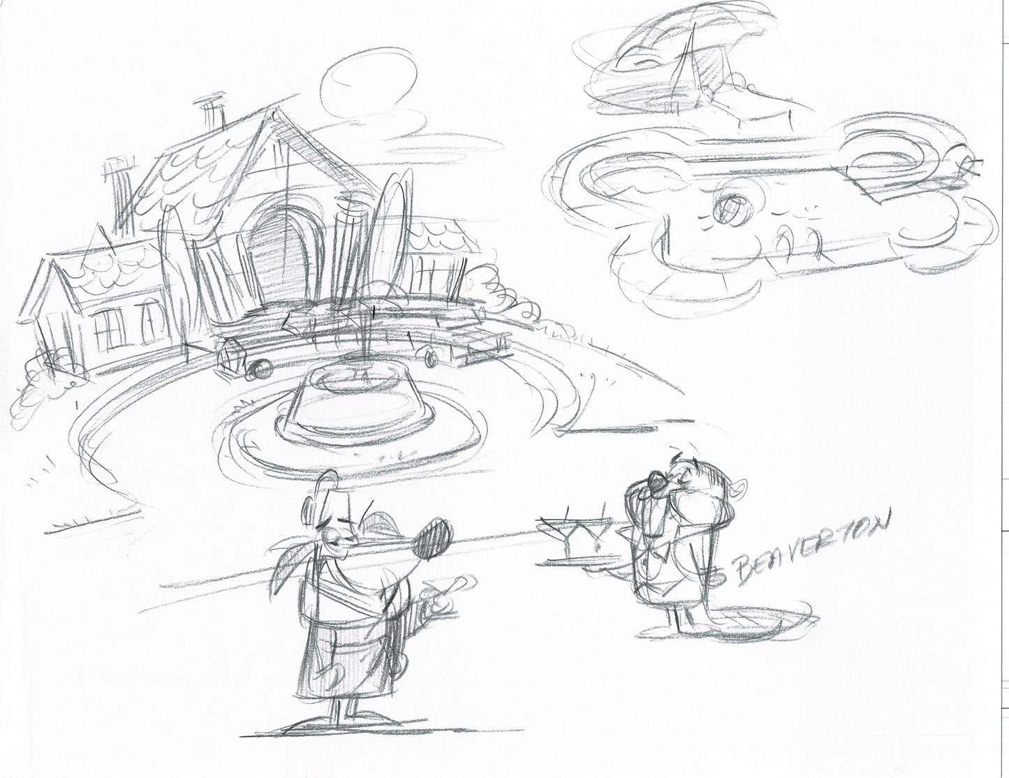 Len Smith 62-page lot Cartoon Production Character Drawings for Proposed Show