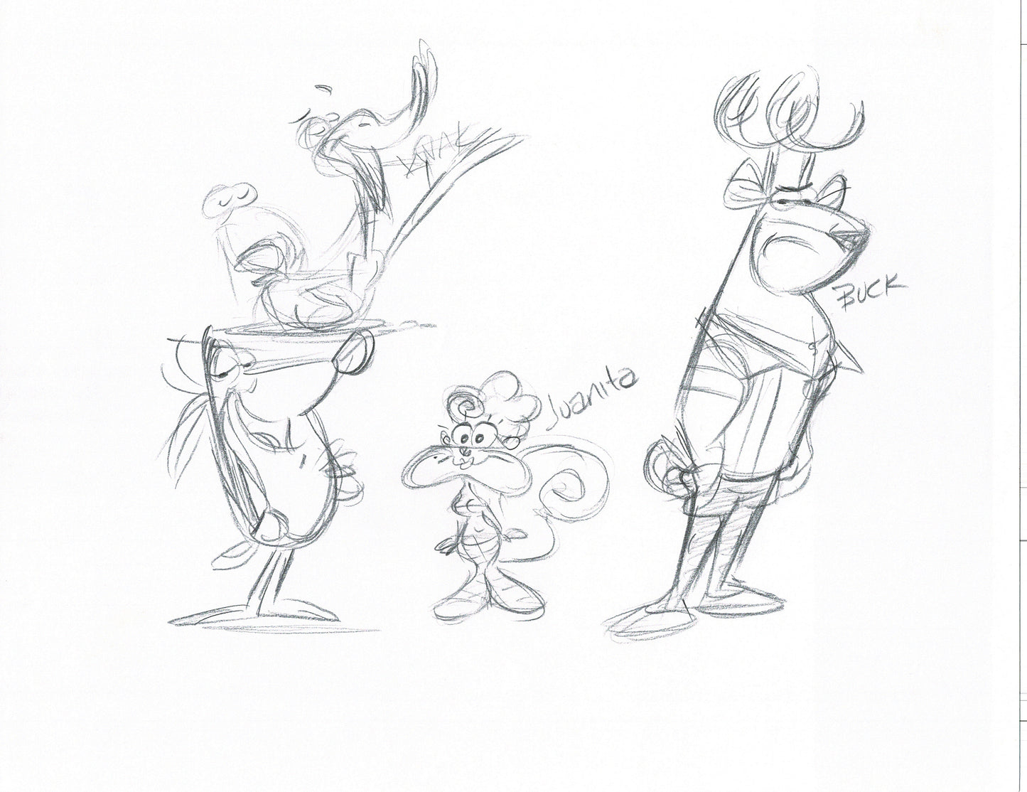 Len Smith 62-page lot Cartoon Production Character Drawings for Proposed Show