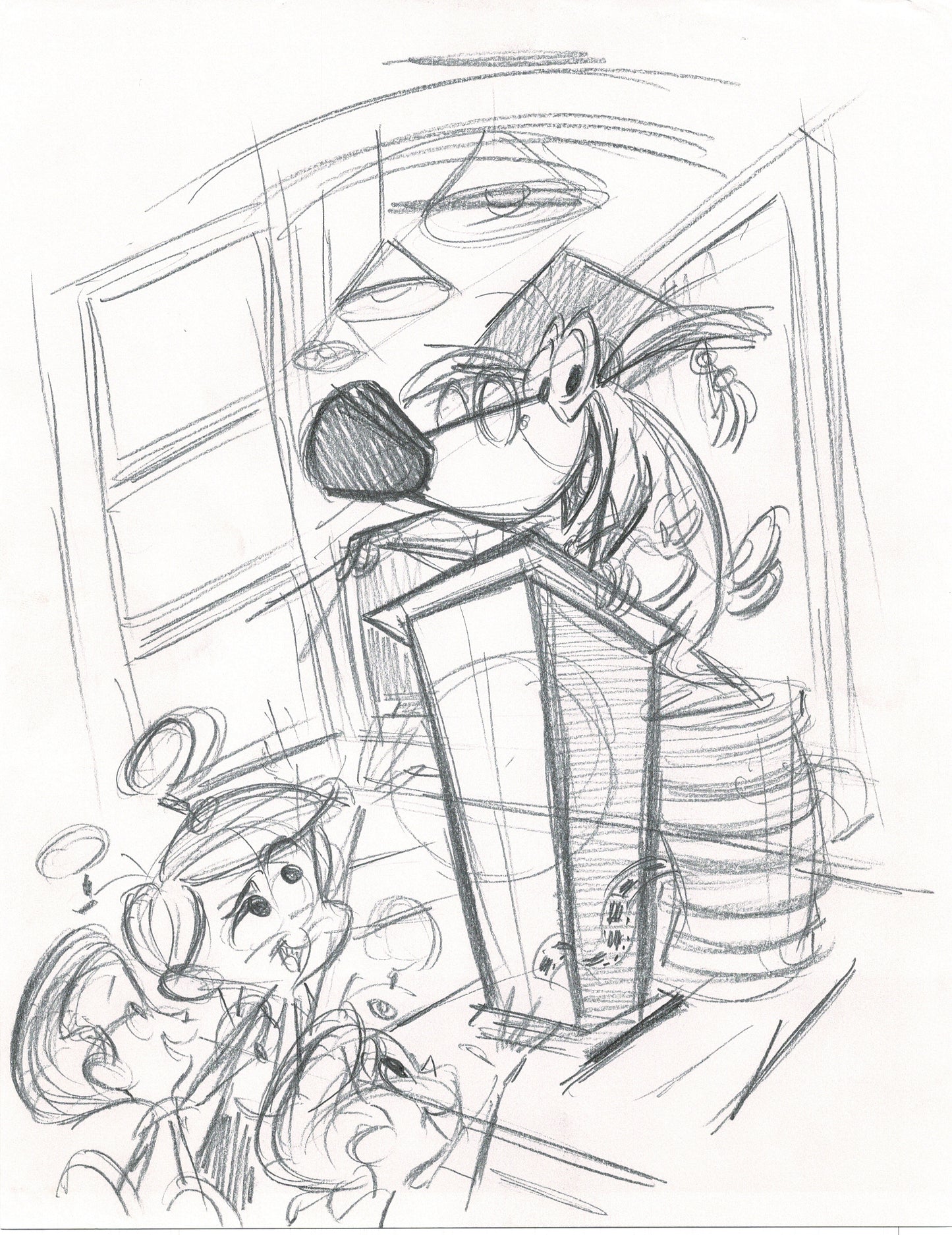 Len Smith 62-page lot Cartoon Production Character Drawings for Proposed Show