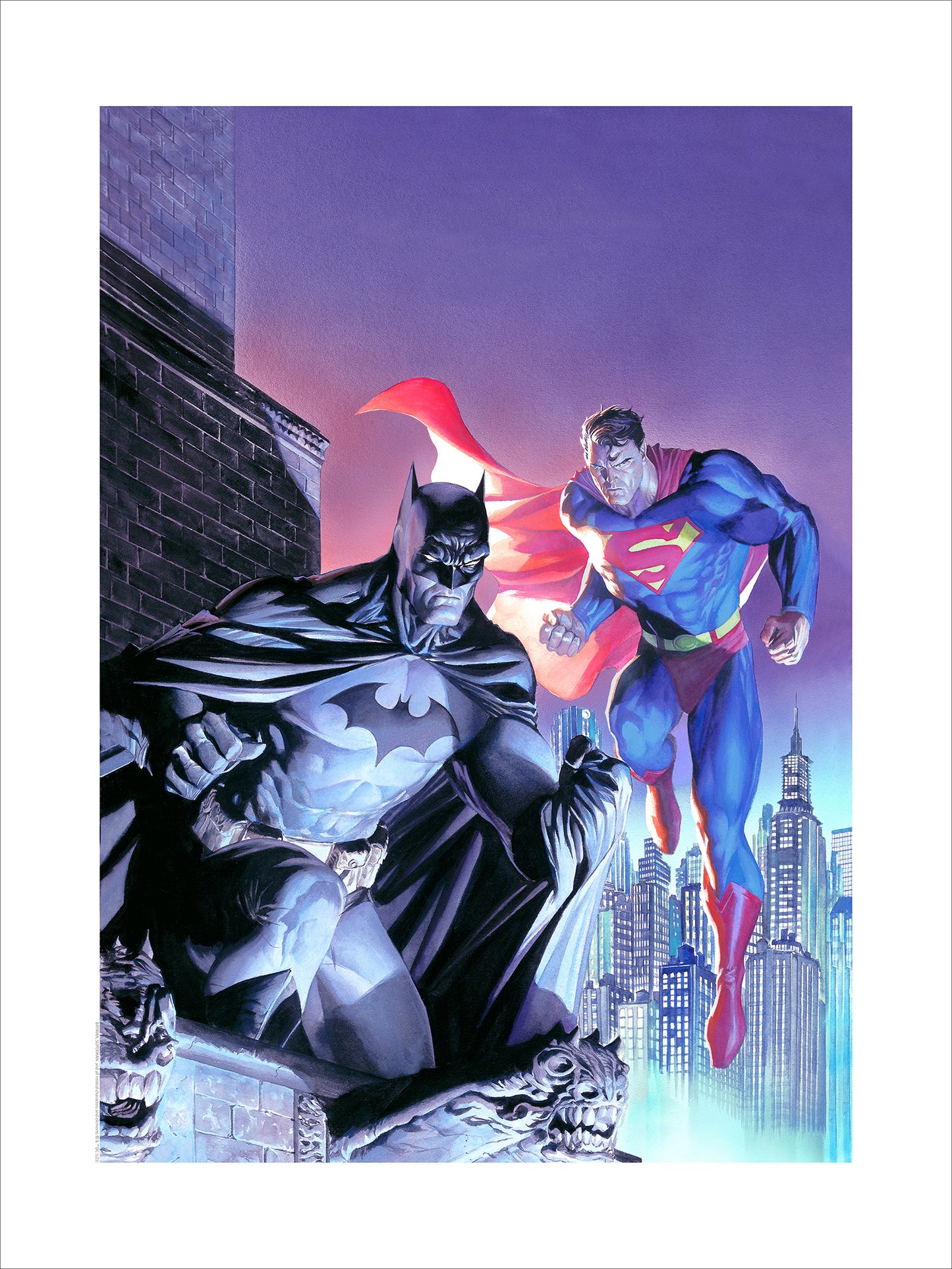 Alex Ross SIGNED Legendary Heroes Batman and Superman Jim Lee Limited Edition Digital Paper Litho Print - Choose your Proof edition