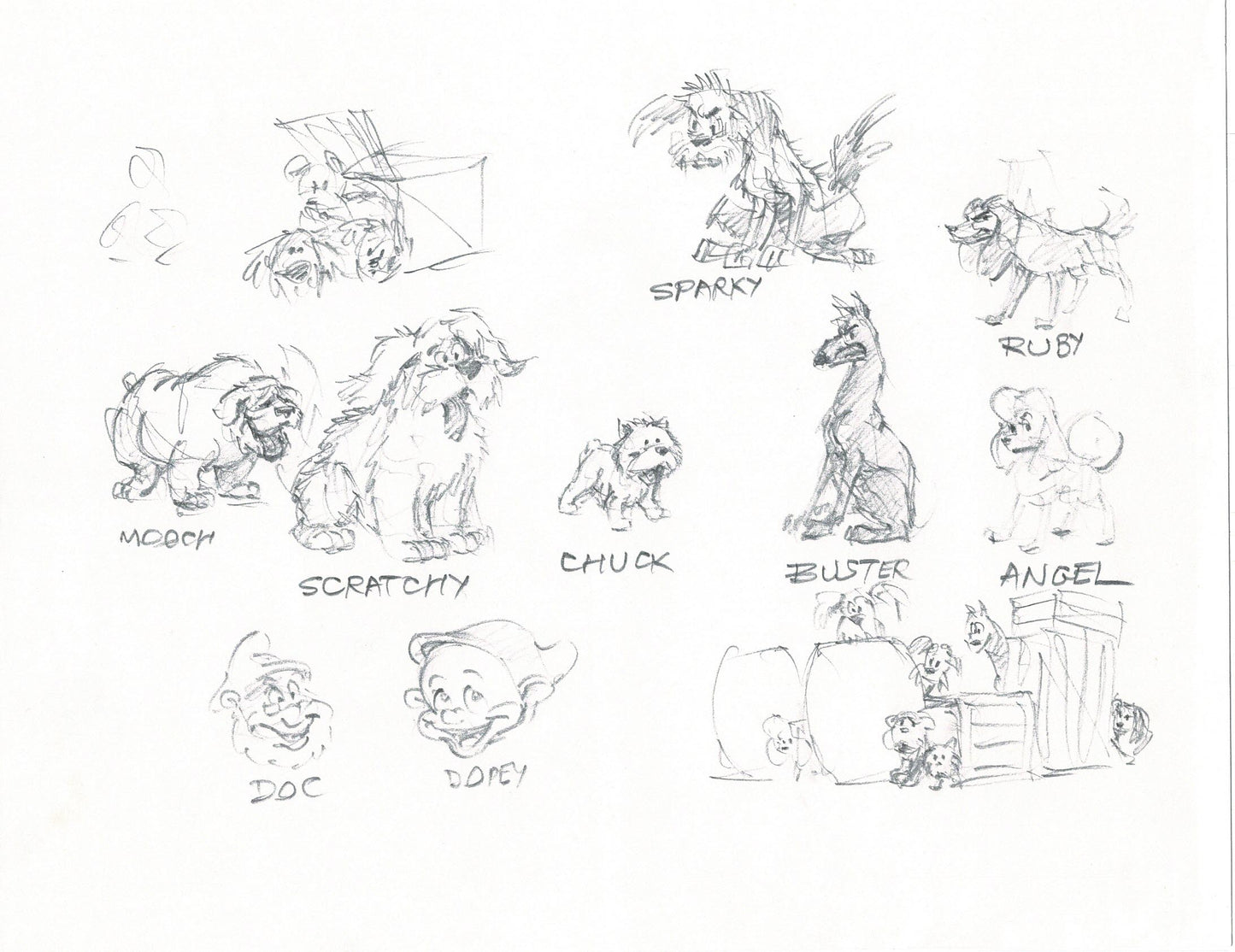 LADY and the TRAMP 2 Disney Production Drawing from Animator Wendell Washer's Estate 2001 B10