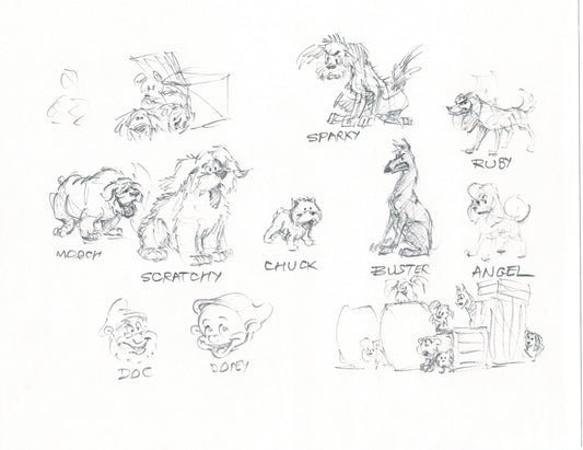 LADY and the TRAMP 2 Disney Production Drawing from Animator Wendell Washer's Estate 2001 B10