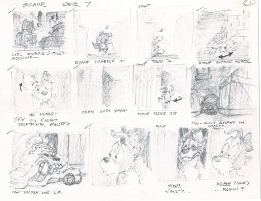 LADY and the TRAMP 2 Disney Production Drawing from Animator Wendell Washer's Estate 2001 34