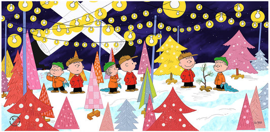 PEANUTS A Charlie Brown Christmas Limited Edition of 50 SIGNED Animation Cel "Wooden Christmas Trees" 33