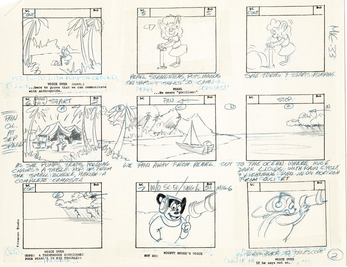 Mighty Mouse Storyboard Art Cartoon Page Vintage Filmation 1979 B-002