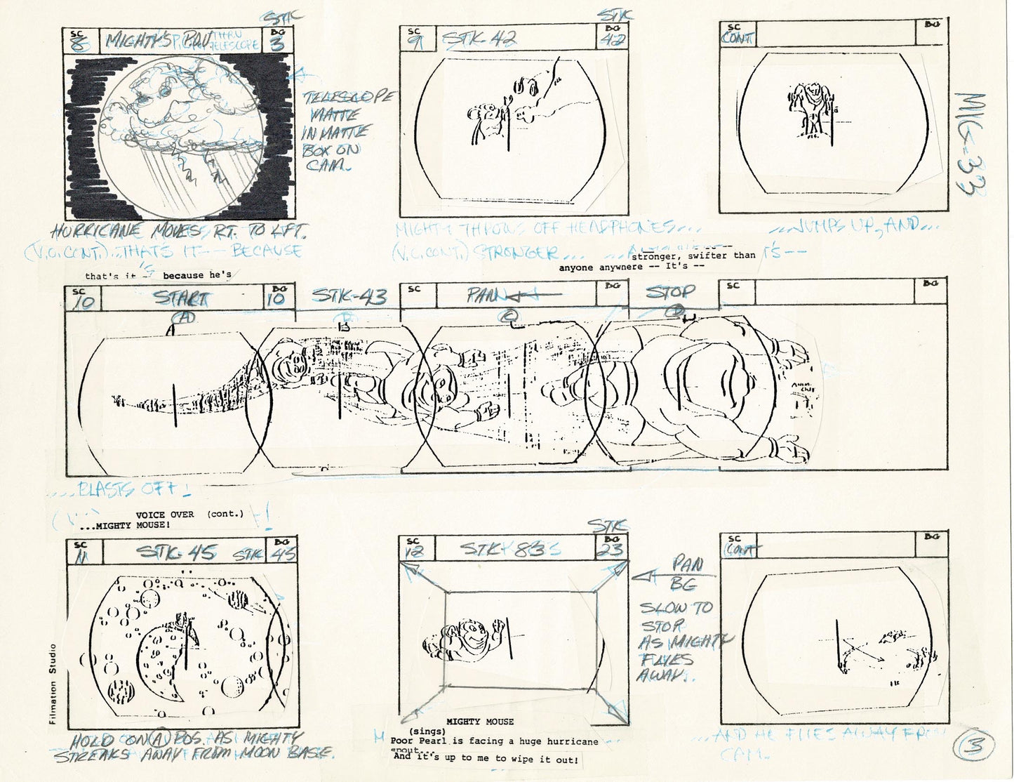 Mighty Mouse Storyboard Art Cartoon Page Vintage Filmation 1979 B-003