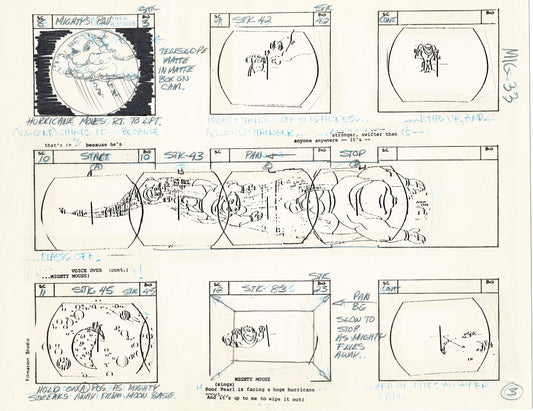 Mighty Mouse Storyboard Art Cartoon Page Vintage Filmation 1979 B-003