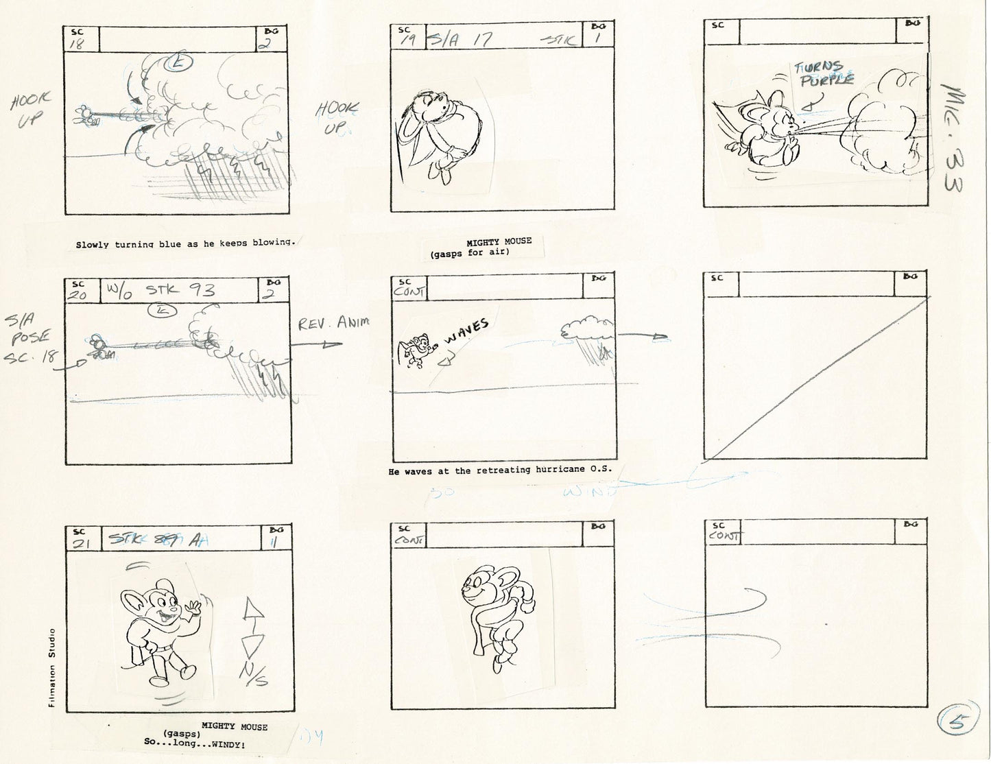 Mighty Mouse Storyboard Art Cartoon Page Vintage Filmation 1979 B-005