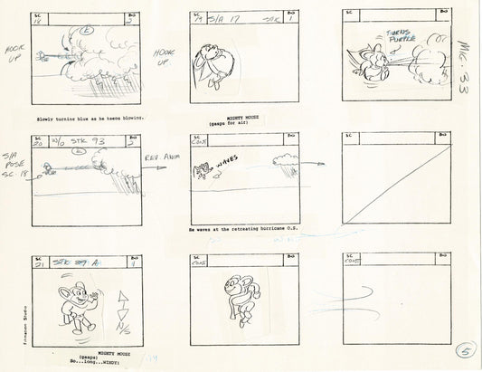 Mighty Mouse Storyboard Art Cartoon Page Vintage Filmation 1979 B-005