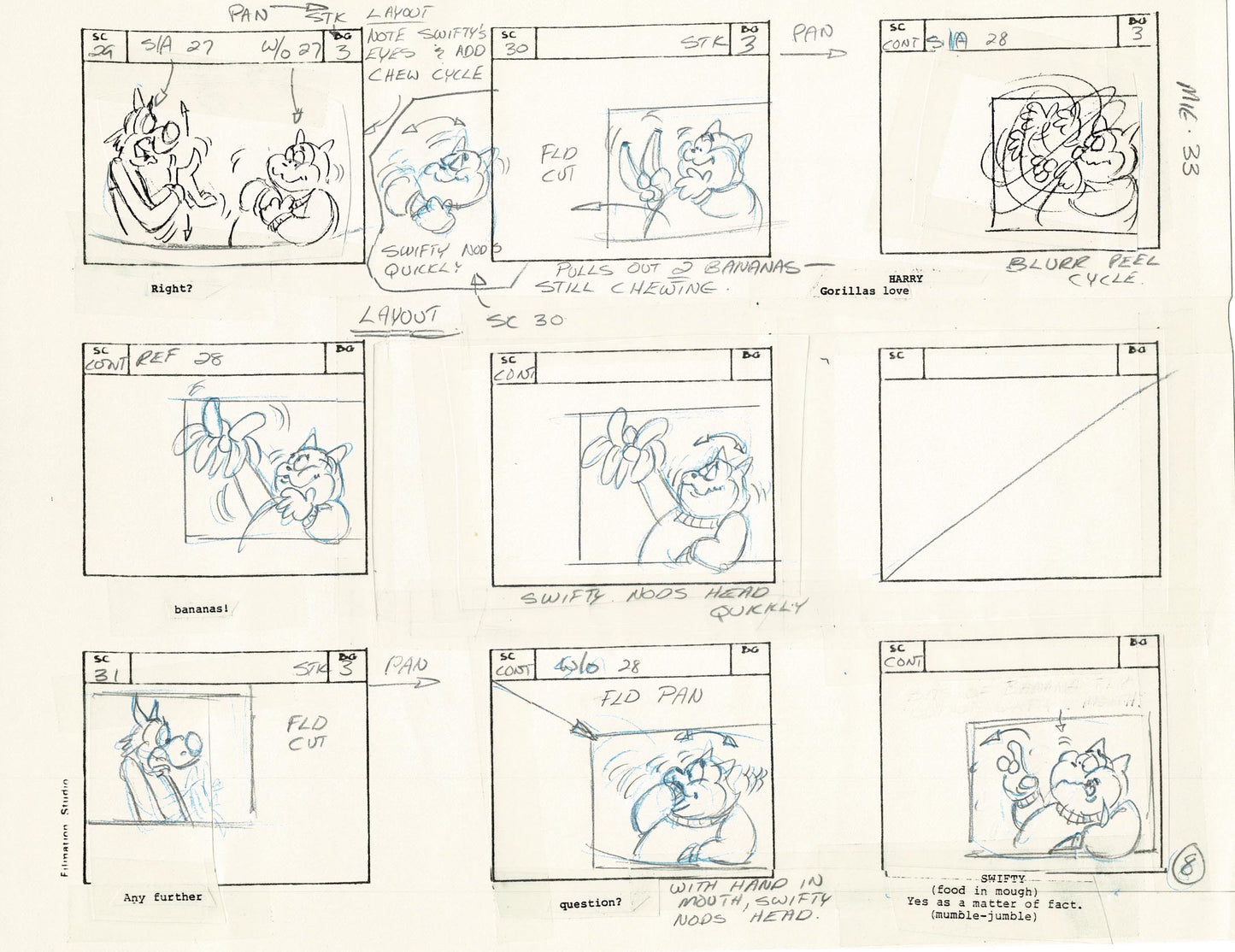 Mighty Mouse Storyboard Art Cartoon Page Vintage Filmation 1979 B-008