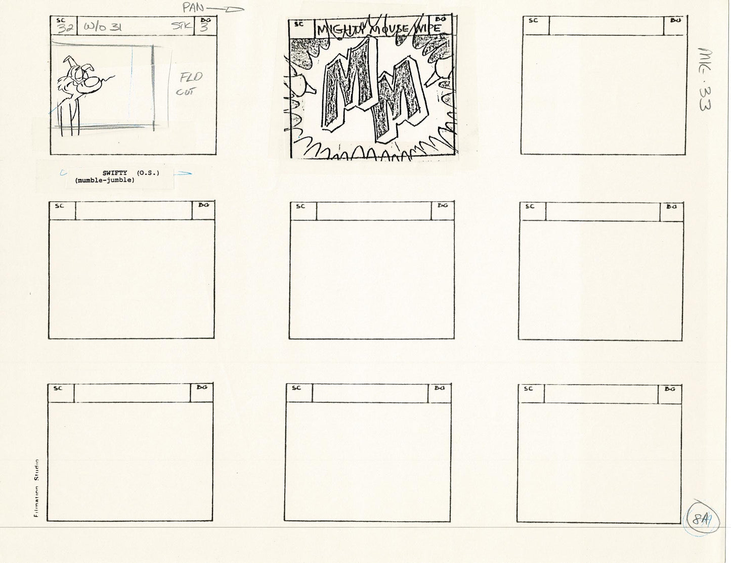 Mighty Mouse Storyboard Art Cartoon Page Vintage Filmation 1979 B-009