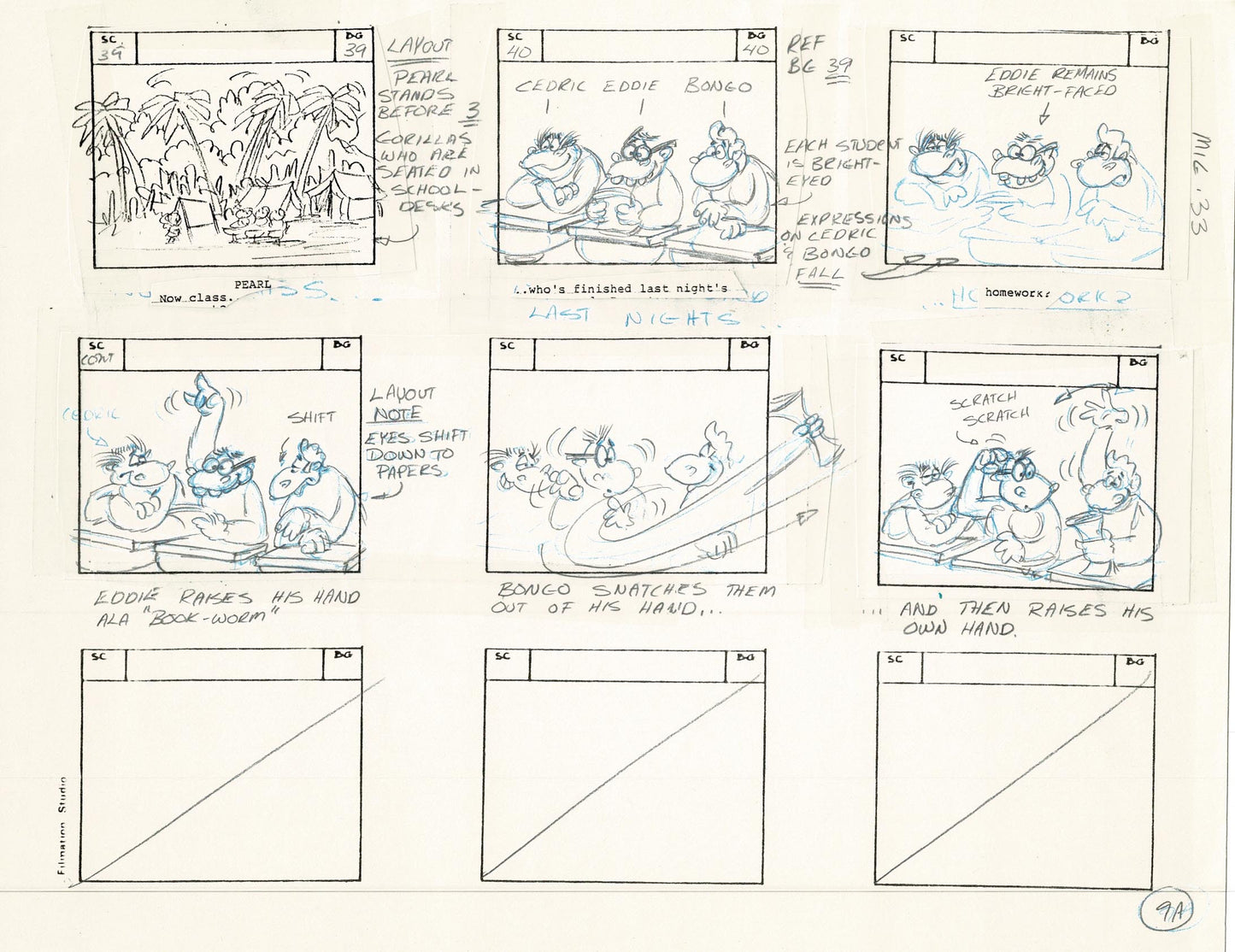 Mighty Mouse Storyboard Art Cartoon Page Vintage Filmation 1979 B-011