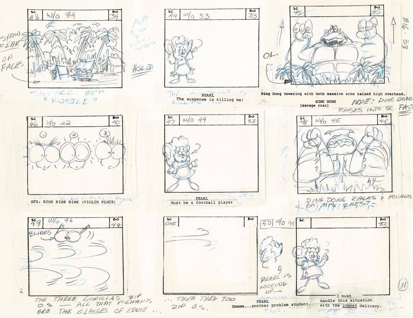 Mighty Mouse Storyboard Art Cartoon Page Vintage Filmation 1979 B-013