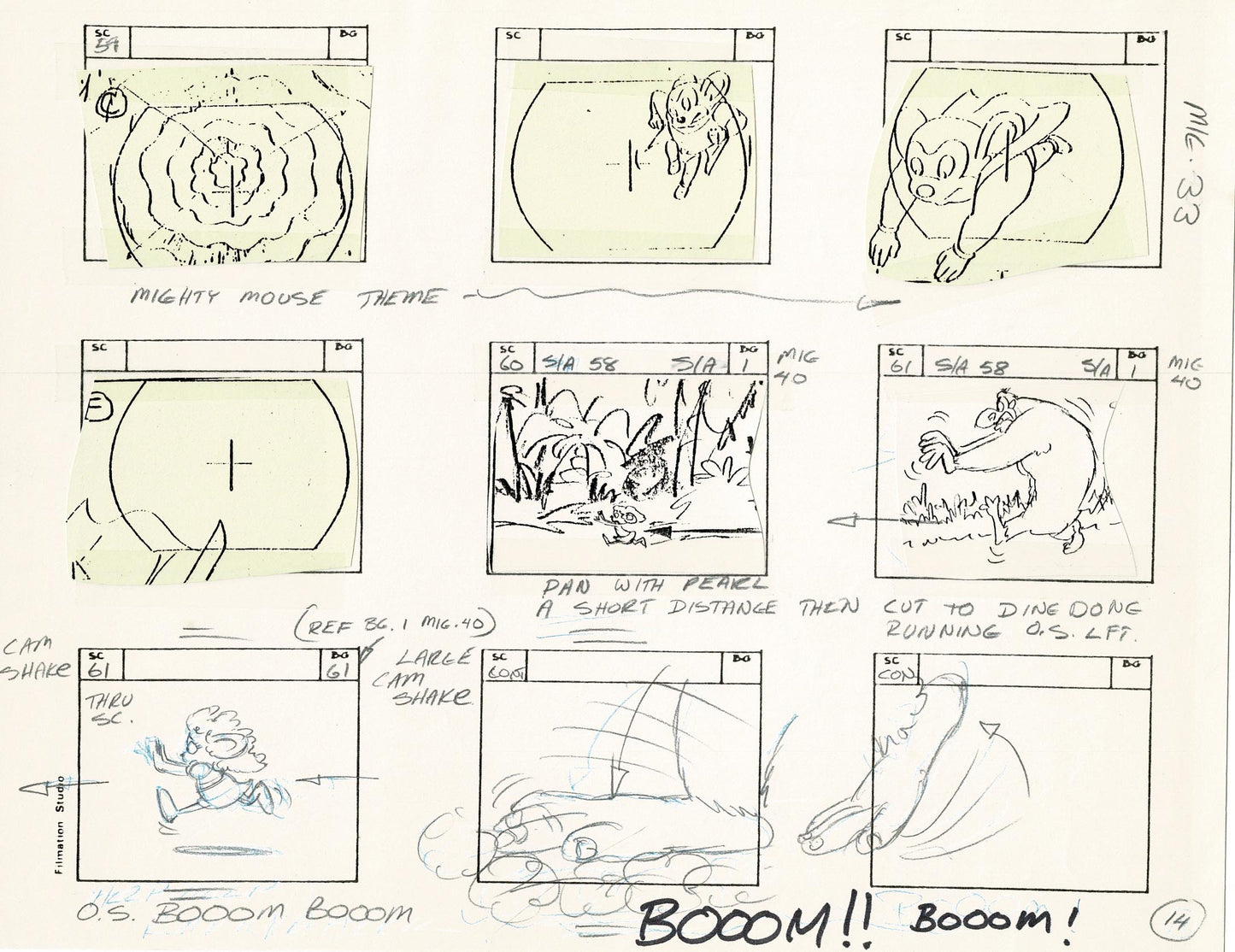 Mighty Mouse Storyboard Art Cartoon Page Vintage Filmation 1979 B-015