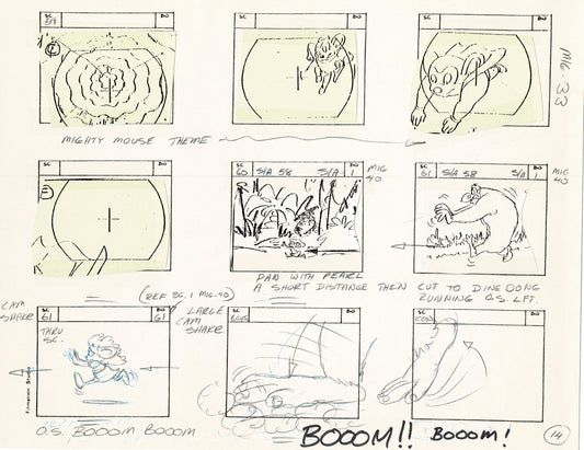 Mighty Mouse Storyboard Art Cartoon Page Vintage Filmation 1979 B-015