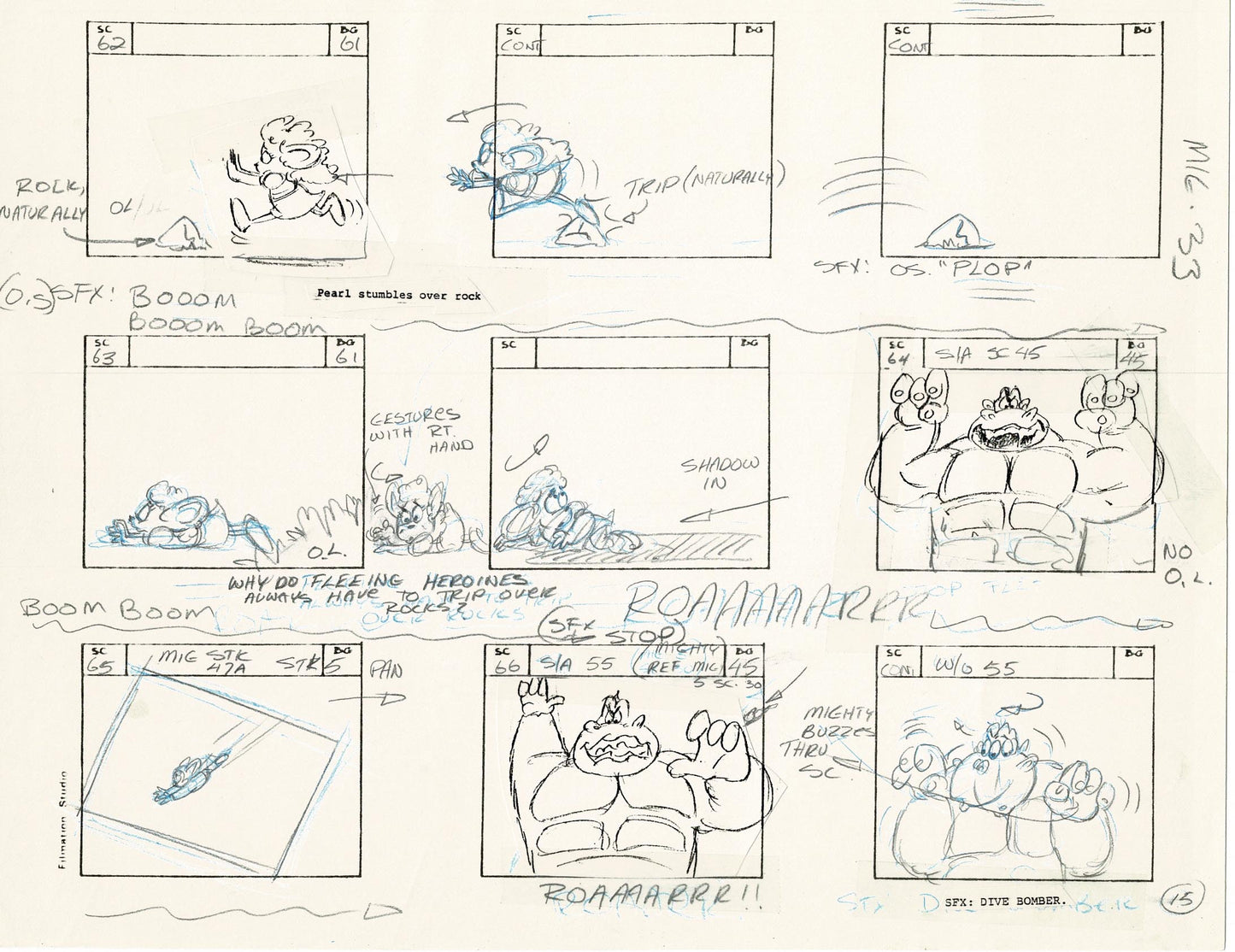 Mighty Mouse Storyboard Art Cartoon Page Vintage Filmation 1979 B-016