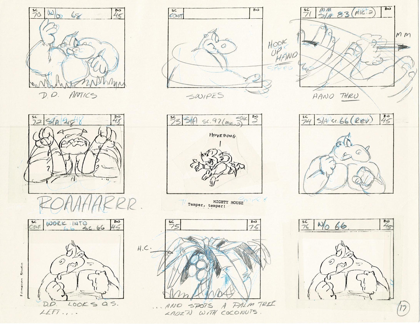 Mighty Mouse Storyboard Art Cartoon Page Vintage Filmation 1979 B-017