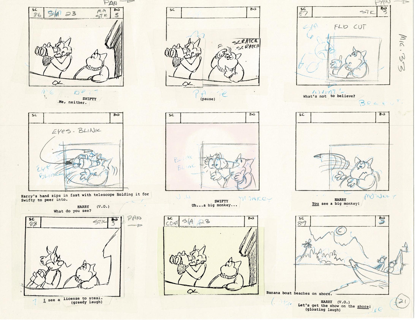 Mighty Mouse Storyboard Art Cartoon Page Vintage Filmation 1979 B-021