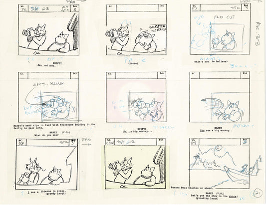 Mighty Mouse Storyboard Art Cartoon Page Vintage Filmation 1979 B-021