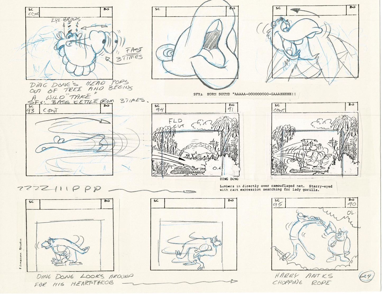 Mighty Mouse Storyboard Art Cartoon Page Vintage Filmation 1979 B-024